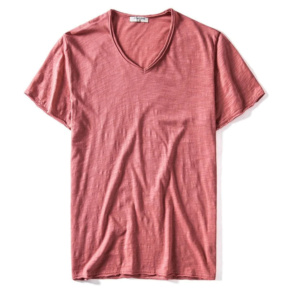 Men's V-Neck T-Shirt – Breathable Cotton Tee, Lightweight Summer Tees, Casual Shirt - ZOOMNSTORE