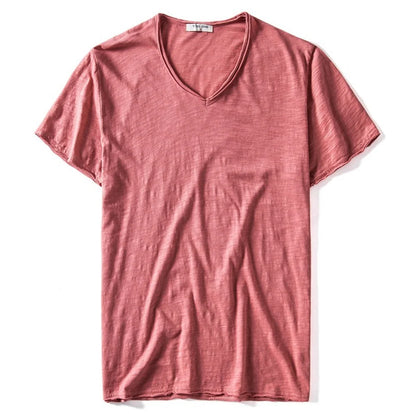 Men's V-Neck T-Shirt – Breathable Cotton Tee, Lightweight Summer Tees, Casual Shirt - ZOOMNSTORE