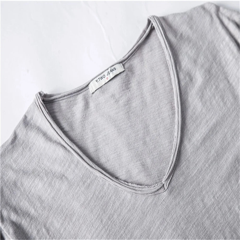 Men's V-Neck T-Shirt – Breathable Cotton Tee, Lightweight Summer Tees, Casual Shirt - ZOOMNSTORE