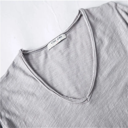 Men's V-Neck T-Shirt – Breathable Cotton Tee, Lightweight Summer Tees, Casual Shirt - ZOOMNSTORE