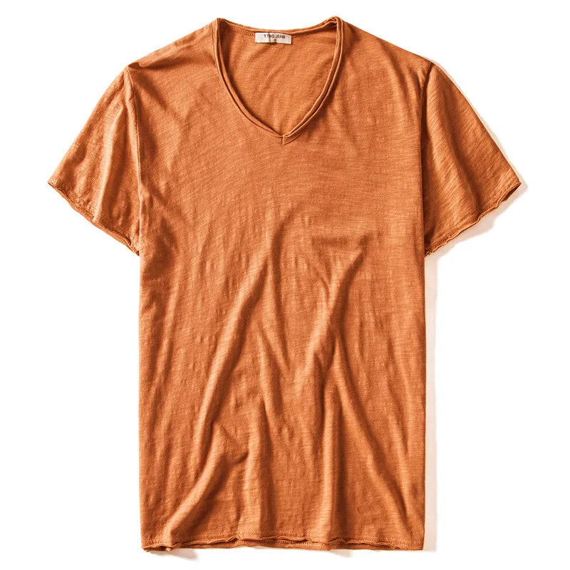 Men's V-Neck T-Shirt – Breathable Cotton Tee, Lightweight Summer Tees, Casual Shirt - ZOOMNSTORE