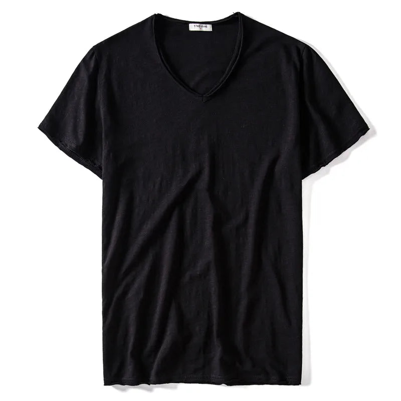 Men's V-Neck T-Shirt – Breathable Cotton Tee, Lightweight Summer Tees, Casual Shirt - ZOOMNSTORE