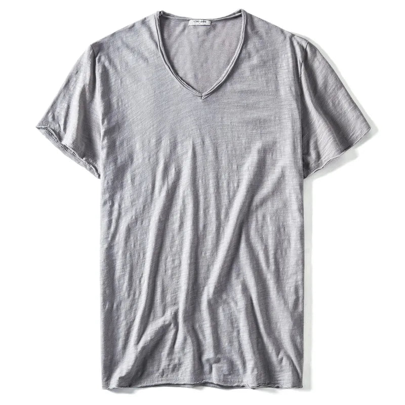 Men's V-Neck T-Shirt – Breathable Cotton Tee, Lightweight Summer Tees, Casual Shirt - ZOOMNSTORE