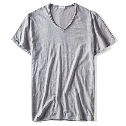 Men's V-Neck T-Shirt – Breathable Cotton Tee, Lightweight Summer Tees, Casual Shirt - ZOOMNSTORE