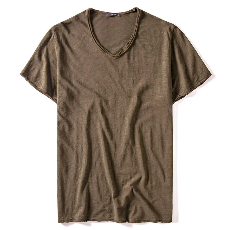 Men's V-Neck T-Shirt – Breathable Cotton Tee, Lightweight Summer Tees, Casual Shirt - ZOOMNSTORE