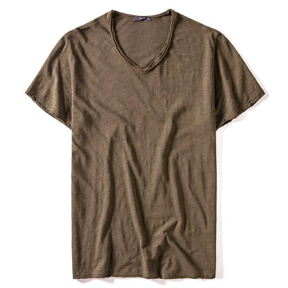 Men's V-Neck T-Shirt – Breathable Cotton Tee, Lightweight Summer Tees, Casual Shirt - ZOOMNSTORE