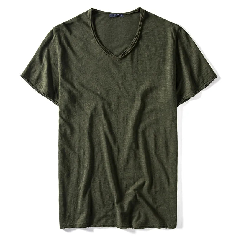 Men's V-Neck T-Shirt – Breathable Cotton Tee, Lightweight Summer Tees, Casual Shirt - ZOOMNSTORE