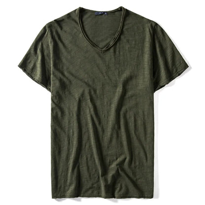 Men's V-Neck T-Shirt – Breathable Cotton Tee, Lightweight Summer Tees, Casual Shirt - ZOOMNSTORE