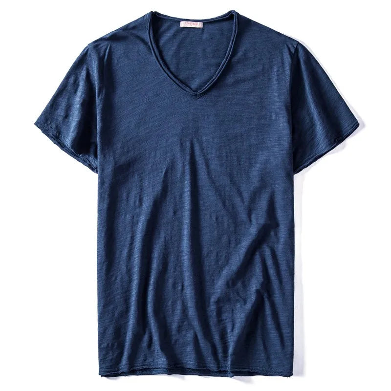 Men's V-Neck T-Shirt – Breathable Cotton Tee, Lightweight Summer Tees, Casual Shirt - ZOOMNSTORE