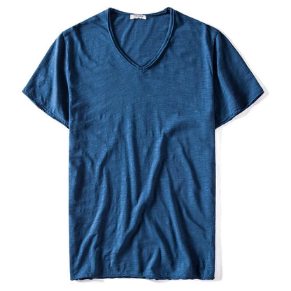 Men's V-Neck T-Shirt – Breathable Cotton Tee, Lightweight Summer Tees, Casual Shirt - ZOOMNSTORE