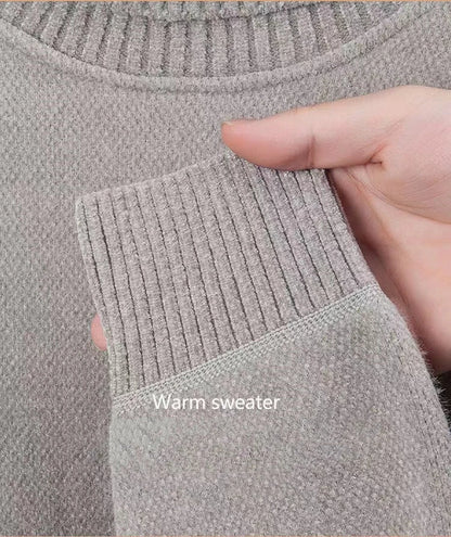 High end brand velvet sweater men's new fashion designer exquisite pony embroidery winter thick warm high neck knitted pullover - ZOOMNSTORE