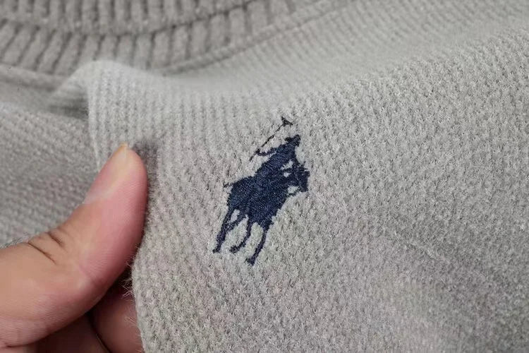 High end brand velvet sweater men's new fashion designer exquisite pony embroidery winter thick warm high neck knitted pullover - ZOOMNSTORE