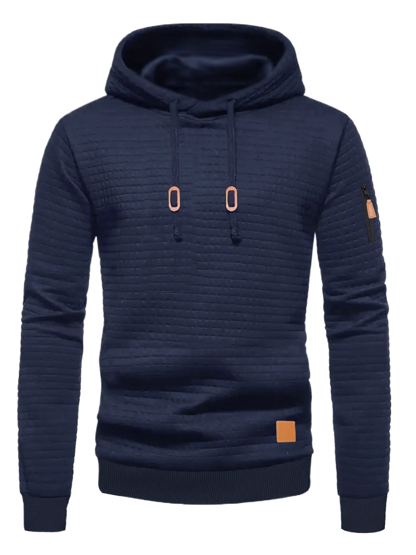 Men's Waffle Hoodie - Casual Warm Pullover With Drawstring Hood & Ribbed Cuffs - ZOOMNSTORE