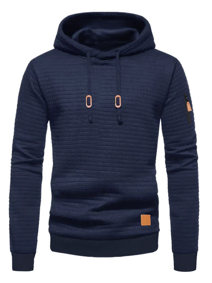 Men's Waffle Hoodie - Casual Warm Pullover With Drawstring Hood & Ribbed Cuffs - ZOOMNSTORE