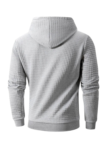 Men's Waffle Hoodie - Casual Warm Pullover With Drawstring Hood & Ribbed Cuffs - ZOOMNSTORE