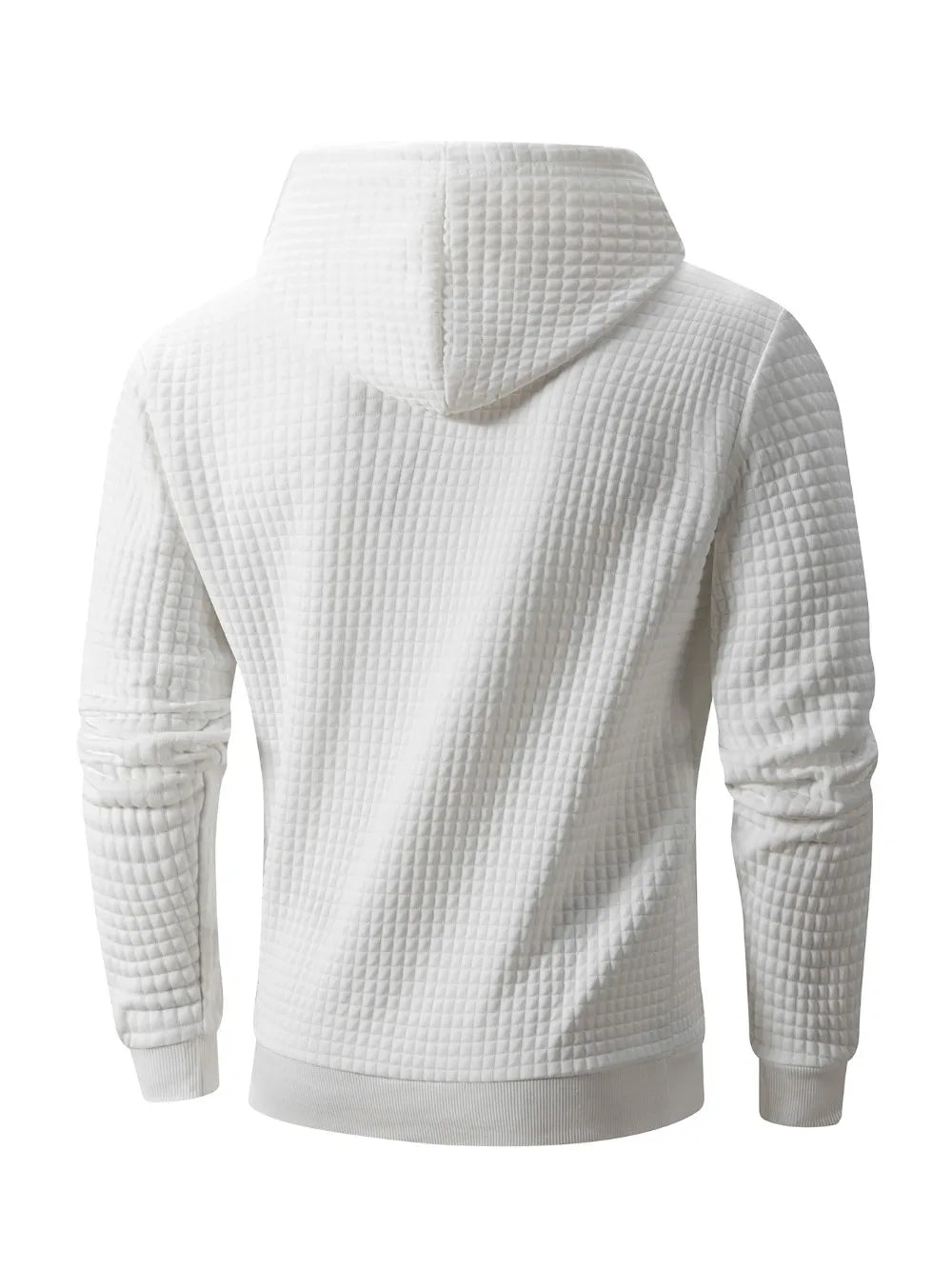 Men's Waffle Hoodie - Casual Warm Pullover With Drawstring Hood & Ribbed Cuffs - ZOOMNSTORE