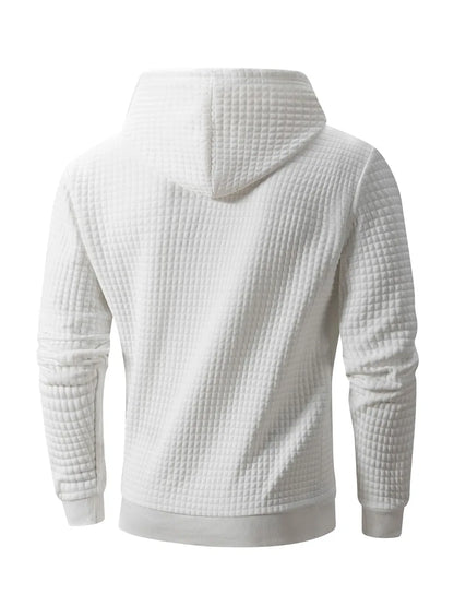 Men's Waffle Hoodie - Casual Warm Pullover With Drawstring Hood & Ribbed Cuffs - ZOOMNSTORE