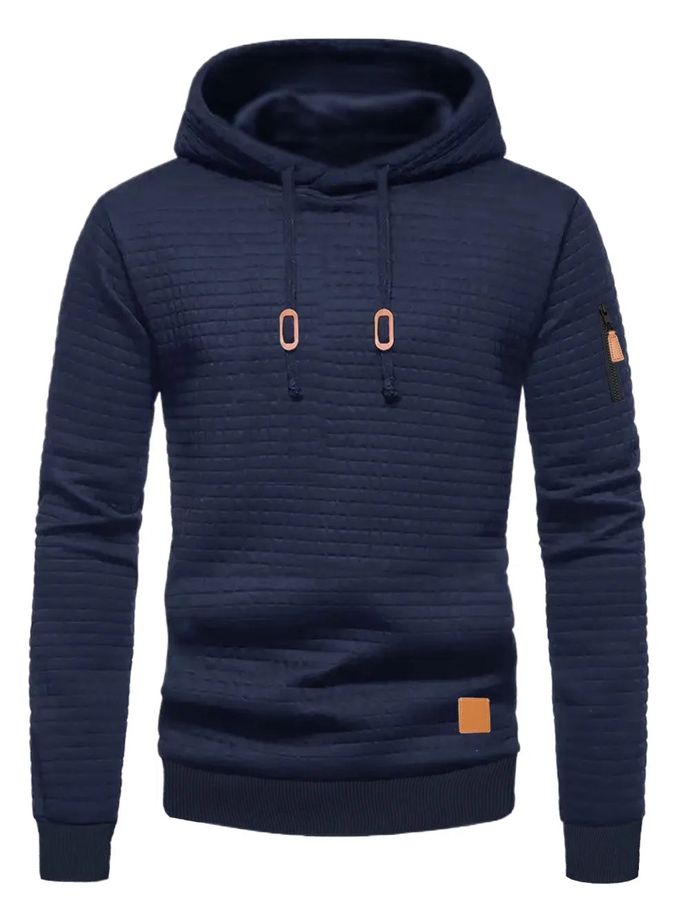 Men's Waffle Hoodie - Casual Warm Pullover With Drawstring Hood & Ribbed Cuffs - ZOOMNSTORE