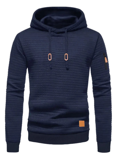 Men's Waffle Hoodie - Casual Warm Pullover With Drawstring Hood & Ribbed Cuffs - ZOOMNSTORE