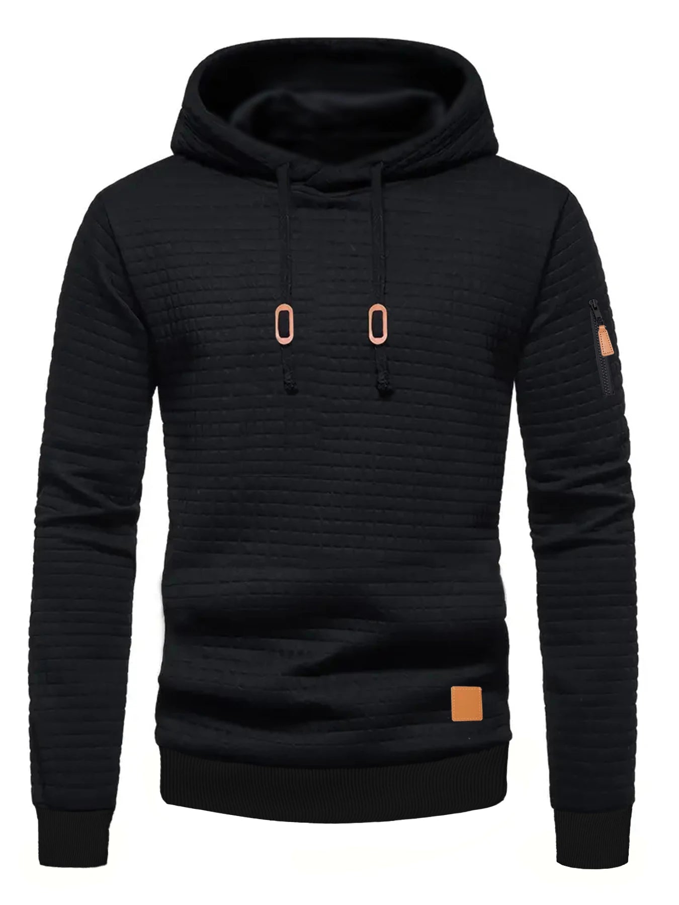Men's Waffle Hoodie - Casual Warm Pullover With Drawstring Hood & Ribbed Cuffs - ZOOMNSTORE