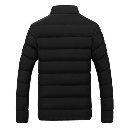 Mens Black Warm Cotton Padded Jacket - Casual Autumn Winter Coat - ZOOMNSTORE