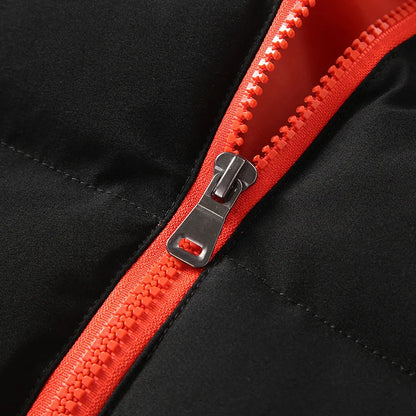 Mens Black Warm Cotton Padded Jacket - Casual Autumn Winter Coat - ZOOMNSTORE