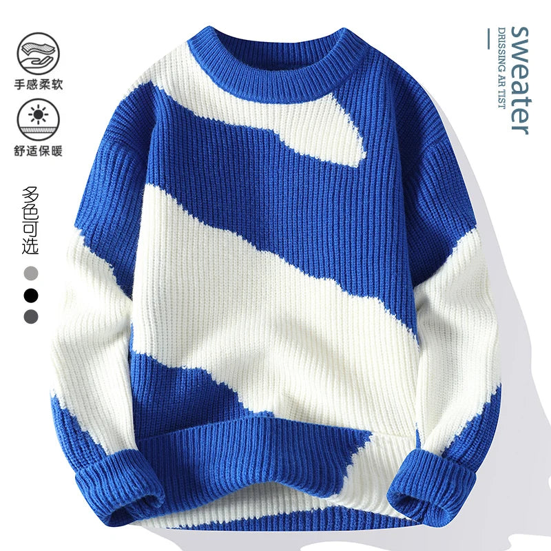 Men's Warm Sweater - Casual Knit Pullover | Autumn Winter Tops, Thick Microfiber - ZOOMNSTORE