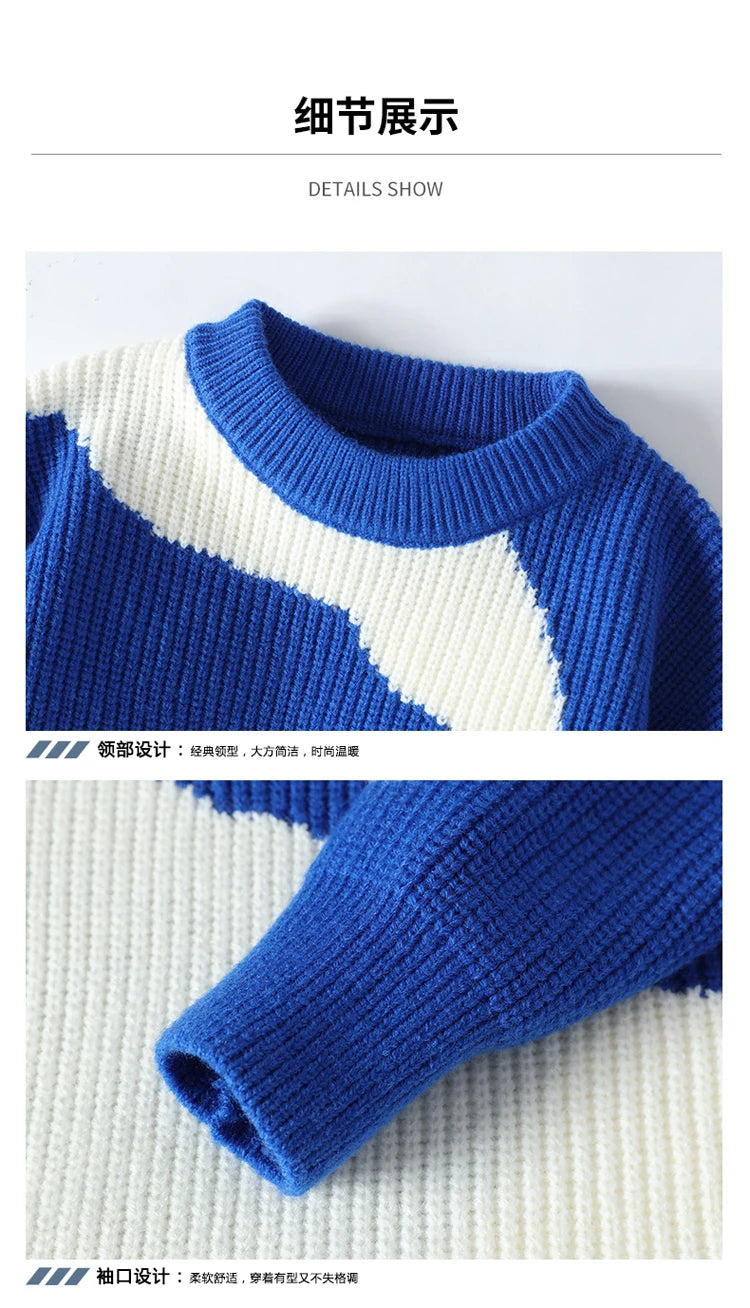 Men's Warm Sweater - Casual Knit Pullover | Autumn Winter Tops, Thick Microfiber - ZOOMNSTORE