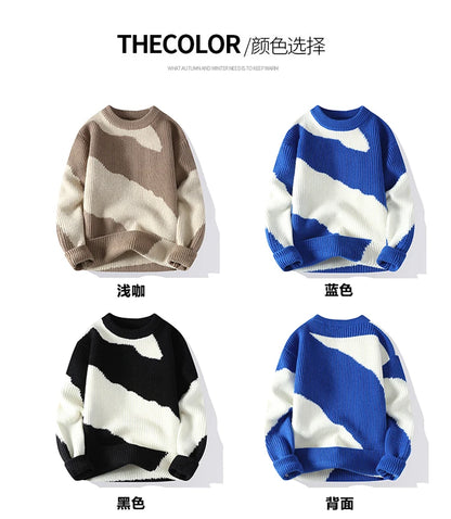 Men's Warm Sweater - Casual Knit Pullover | Autumn Winter Tops, Thick Microfiber - ZOOMNSTORE