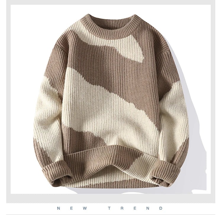 Men's Warm Sweater - Casual Knit Pullover | Autumn Winter Tops, Thick Microfiber - ZOOMNSTORE