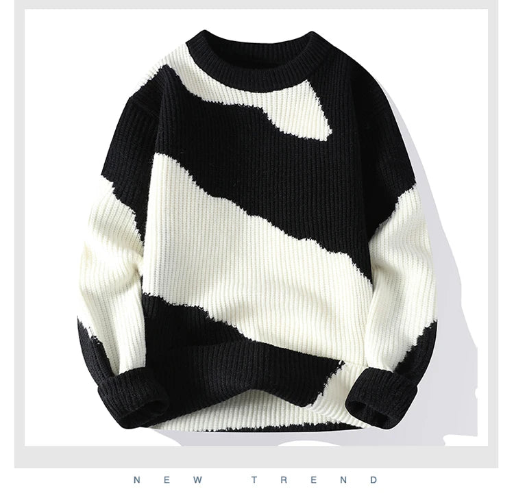 Men's Warm Sweater - Casual Knit Pullover | Autumn Winter Tops, Thick Microfiber - ZOOMNSTORE