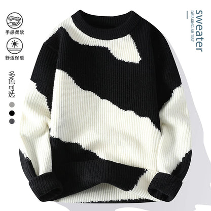 Men's Warm Sweater - Casual Knit Pullover | Autumn Winter Tops, Thick Microfiber - ZOOMNSTORE
