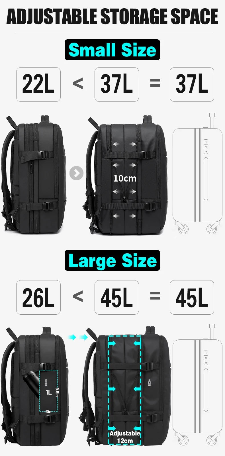 Waterproof Expandable Mens Laptop Backpack - 173 Large Capacity Travel Bag - ZOOMNSTORE