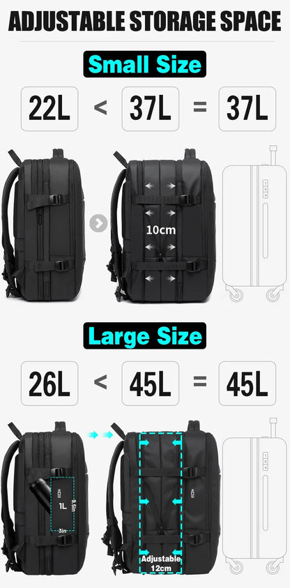 Waterproof Expandable Mens Laptop Backpack - 173 Large Capacity Travel Bag - ZOOMNSTORE