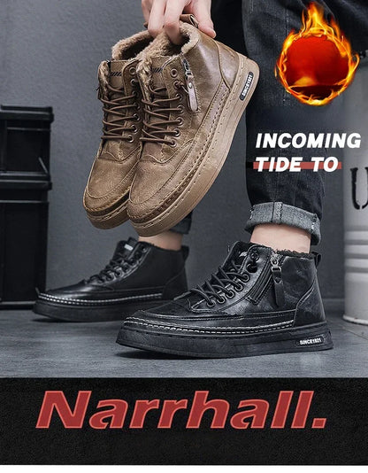 Men's Winter Boots - Outdoor Snow Boots With Plush Lining & Rubber Sole - ZOOMNSTORE