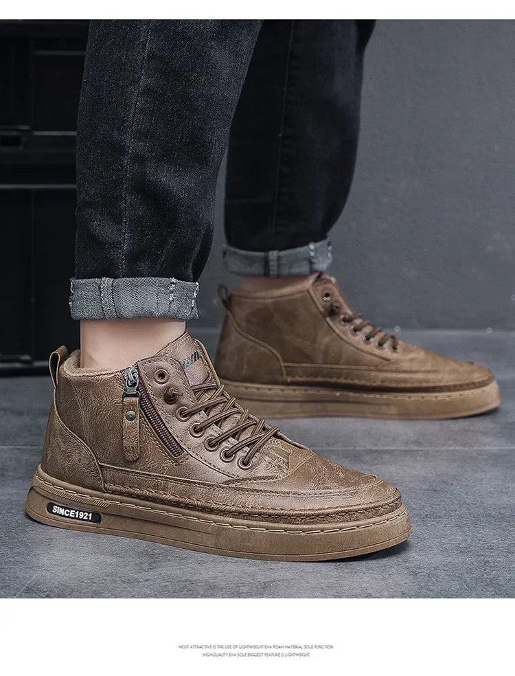 Men's Winter Boots - Outdoor Snow Boots With Plush Lining & Rubber Sole - ZOOMNSTORE