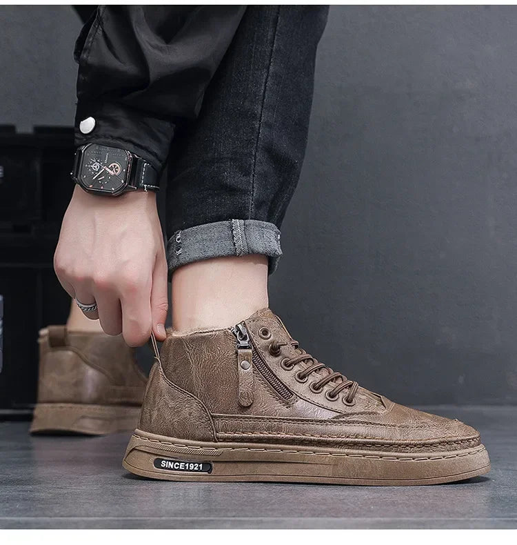 Men's Winter Boots - Outdoor Snow Boots With Plush Lining & Rubber Sole - ZOOMNSTORE