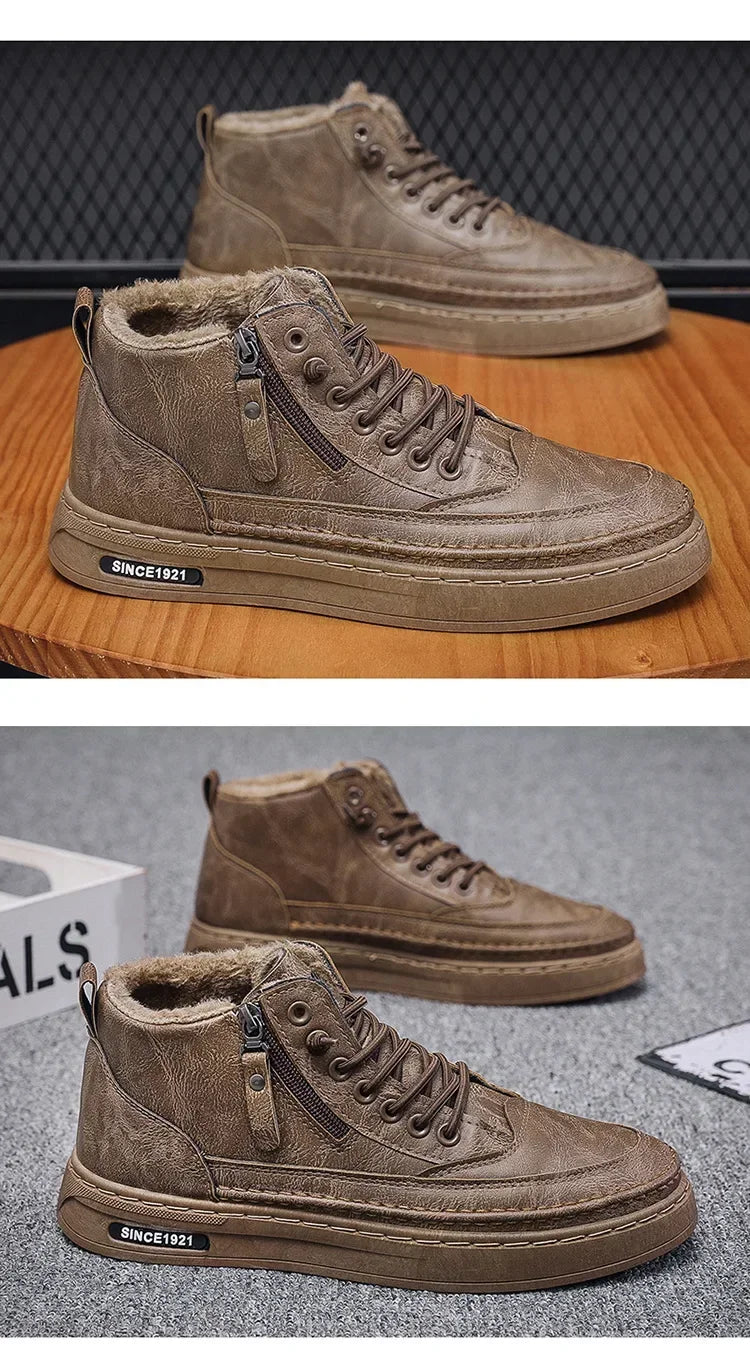 Men's Winter Boots - Outdoor Snow Boots With Plush Lining & Rubber Sole - ZOOMNSTORE