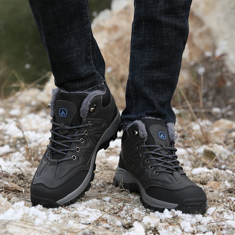Men's Winter Boots Lace-Up Closure - Warm Winter Footwear With Rubber Outsole Grip - ZOOMNSTORE