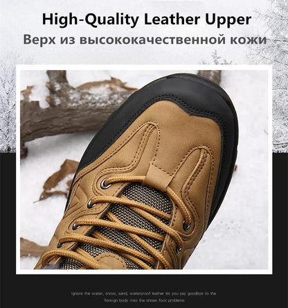 Men's Winter Boots Lace-Up Closure - Warm Winter Footwear With Rubber Outsole Grip - ZOOMNSTORE