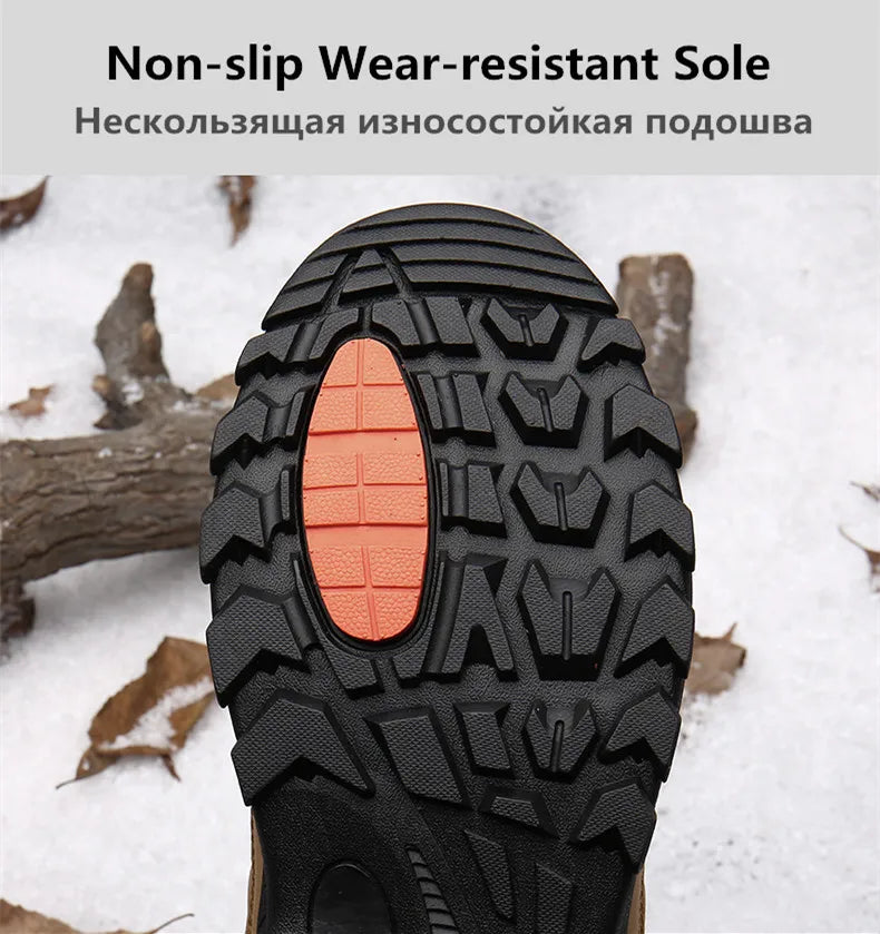 Men's Winter Boots Lace-Up Closure - Warm Winter Footwear With Rubber Outsole Grip - ZOOMNSTORE