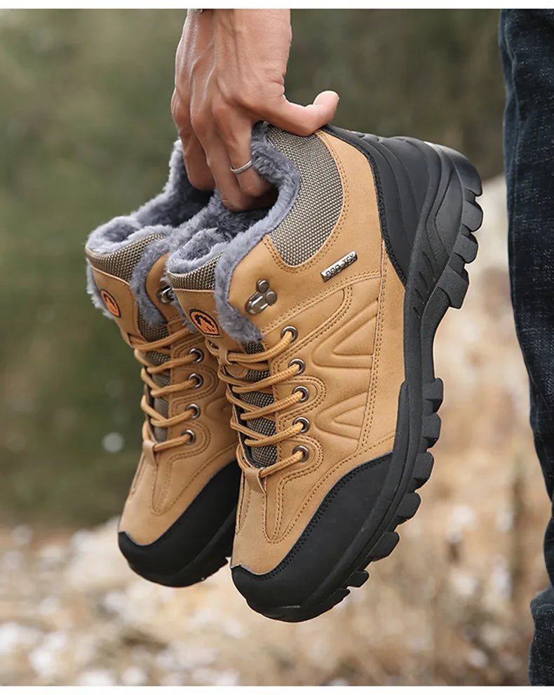 Men's Winter Boots Lace-Up Closure - Warm Winter Footwear With Rubber Outsole Grip - ZOOMNSTORE
