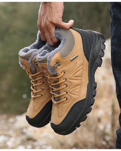 Men's Winter Boots Lace-Up Closure - Warm Winter Footwear With Rubber Outsole Grip - ZOOMNSTORE