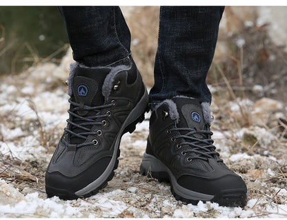 Men's Winter Boots Lace-Up Closure - Warm Winter Footwear With Rubber Outsole Grip - ZOOMNSTORE