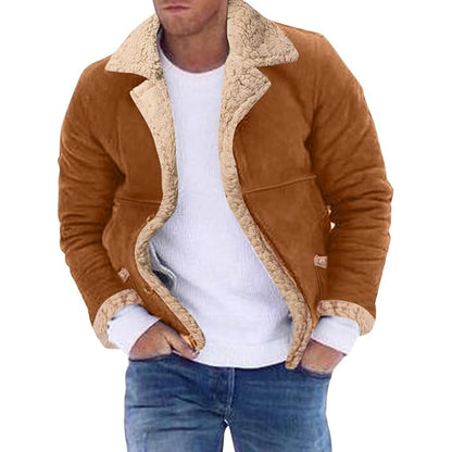 Men's Winter Fleece Jacket - Thick Button Down, Cozy Casual Coat With Turn Down Collar - ZOOMNSTORE