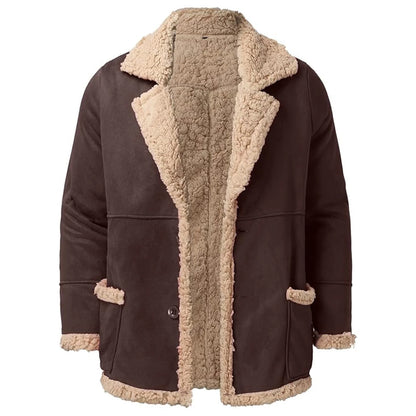 Men's Winter Fleece Jacket - Thick Button Down, Cozy Casual Coat With Turn Down Collar - ZOOMNSTORE