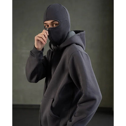 Men's Winter Hoodie - Windproof Jacket With Double Hat Mask & Zipper Sportswear - ZOOMNSTORE
