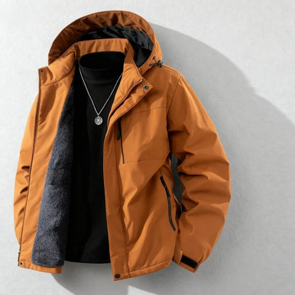 Men's Winter Jacket - Casual Autumn Jackets With Thick Velvet, Zipper Closure & Hooded Design - ZOOMNSTORE