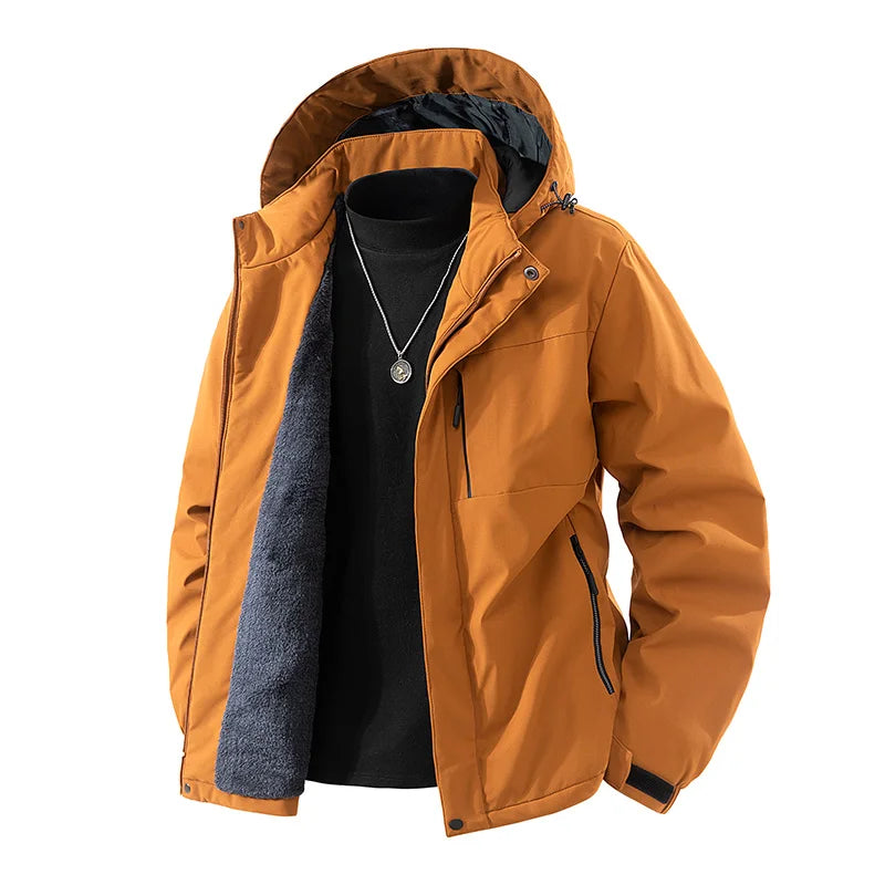 Men's Winter Jacket - Casual Autumn Jackets With Thick Velvet, Zipper Closure & Hooded Design - ZOOMNSTORE