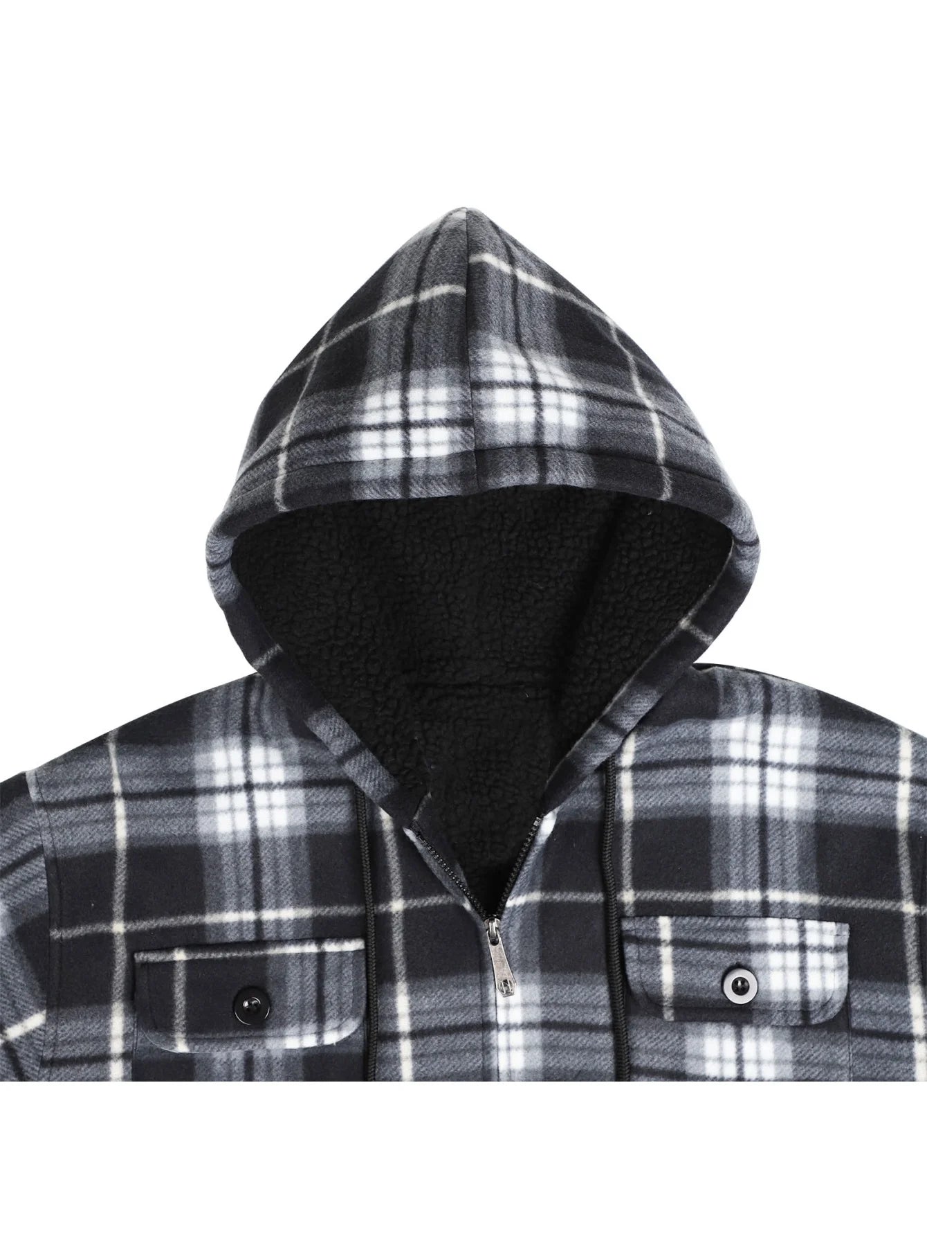 Men's Winter Jacket - Casual Hooded Plaid Coat With Zipper Closure & Windproof Warm Outerwear - ZOOMNSTORE